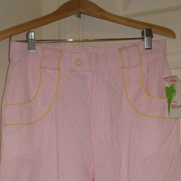 Capri Pants Pink and White Size 12 Stretch - Picture 3 of 3